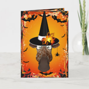Schattigee Giraffe in Heksen Pet Halloween Kaart