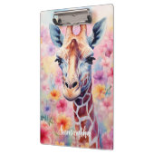 Schattigee Giraffe in Pink Flowers Klembord (Links)