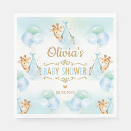 Schattigee Giraffe Jongen Baby shower Blauw Papier Servet