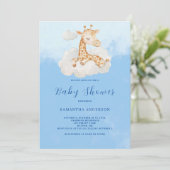 Schattigee Giraffe Jongen Baby shower Uitnodiging (Staand voorkant)