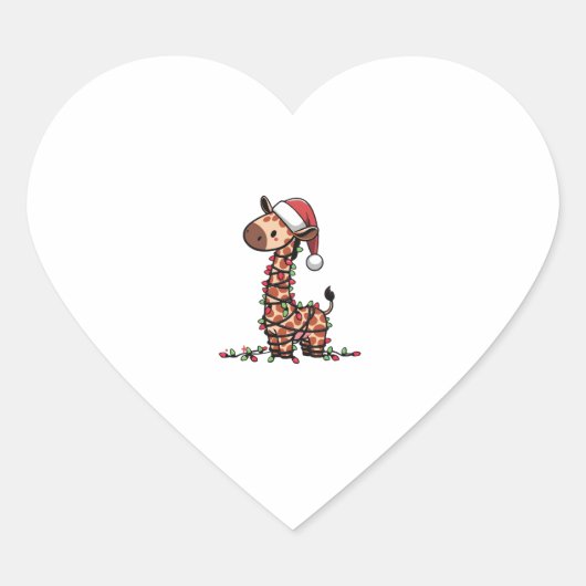 Schattigee Giraffe kerstboom Giraffe liefhebbers Hart Sticker (Voorkant)