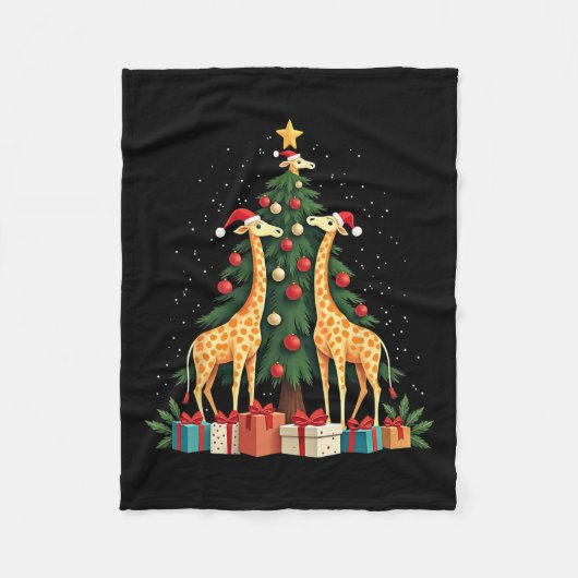 Schattigee Giraffe Kerstboom Giraffe Lovers Xmas H Fleece Deken (Voorkant)