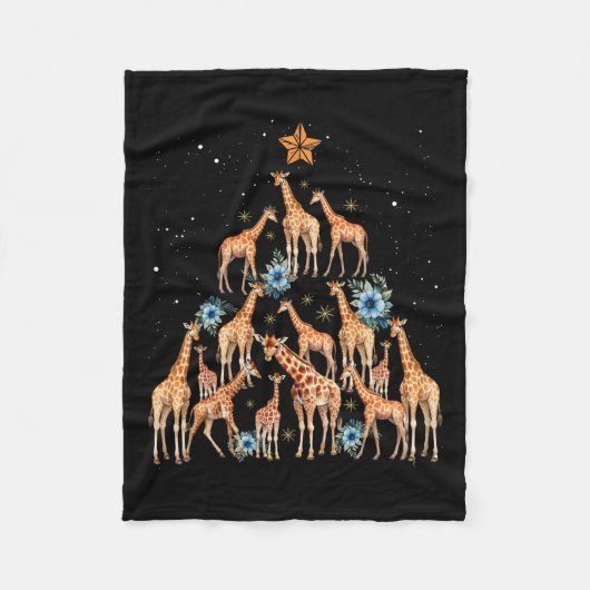 Schattigee Giraffe Kerstboom Giraffe Lovers Xmas H Fleece Deken (Voorkant)