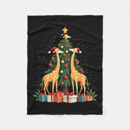 Schattigee Giraffe Kerstboom Giraffe Lovers Xmas H Fleece Deken (Voorkant)