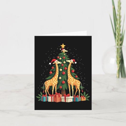 Schattigee Giraffe Kerstboom Giraffe Lovers Xmas H Kaart (Voorkant)