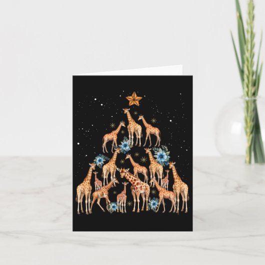 Schattigee Giraffe Kerstboom Giraffe Lovers Xmas H Kaart (Voorkant)