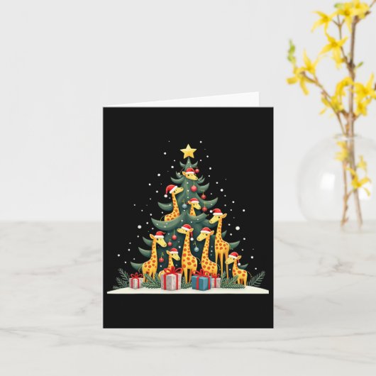 Schattigee Giraffe Kerstboom Giraffe Lovers Xmas H Kaart (Gele Bloem)
