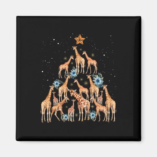Schattigee Giraffe Kerstboom Giraffe Lovers Xmas H Magneet (Voorkant)