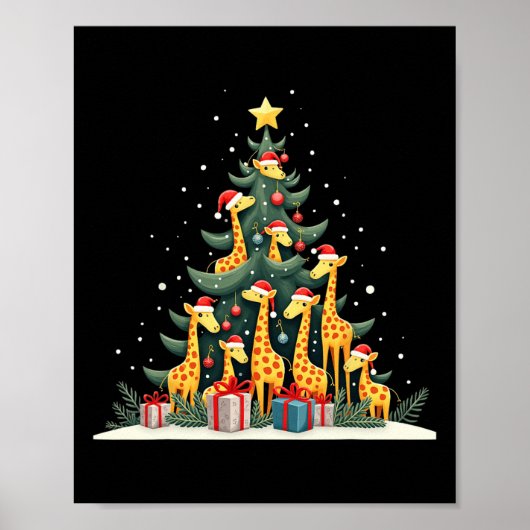 Schattigee Giraffe Kerstboom Giraffe Lovers Xmas H Poster (Voorkant)