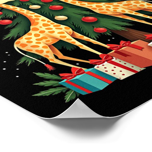 Schattigee Giraffe Kerstboom Giraffe Lovers Xmas H Poster (Hoek)