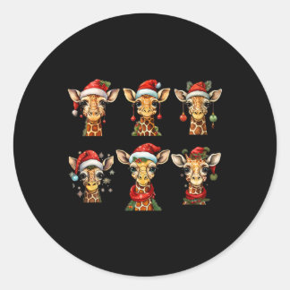 Schattigee Giraffe Kerstboom Giraffe Lovers Xmas H Ronde Sticker