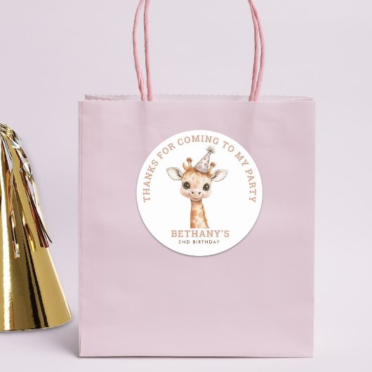 Schattigee Giraffe Kids Verjaardagsfeest Dank u Ronde Sticker