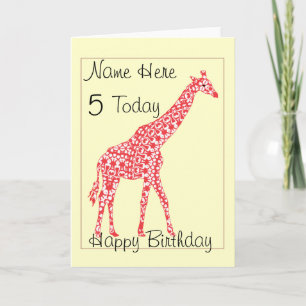Schattigee Giraffe Kind Gepersonaliseerde Leeftijd Kaart