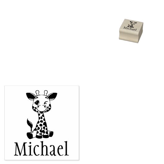 Schattigee Giraffe Kind Handtekening Rubberstempel (Gestempeld)