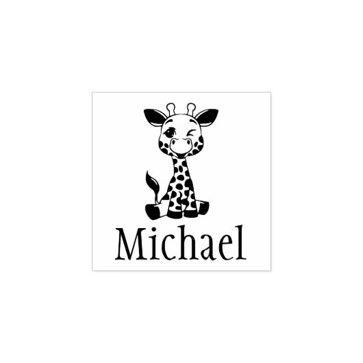 Schattigee Giraffe Kind Handtekening Rubberstempel (Afrduk)