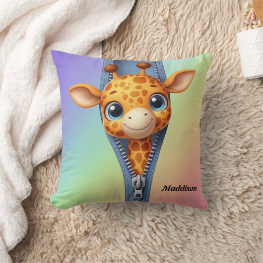 Schattigee Giraffe Kinder  naam Kussen (Deken)
