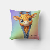 Schattigee Giraffe Kinder  naam Kussen (Voorkant)