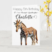 Schattigee Giraffe kleindochter 5e verjaardag Kaar Kaart (Gele Bloem)