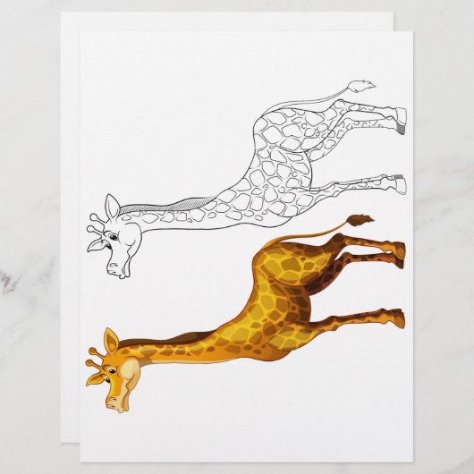 Schattigee giraffe kleurplaat (Voorkant / Achterkant)