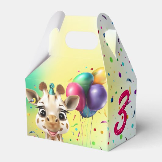 Schattigee Giraffe Kleurrijke Confetti Kids Verjaa Bedankdoosjes (Achterkant)