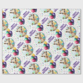 Schattigee Giraffe Kleurrijke Confetti Kids Verjaa Cadeaupapier (Vlak)