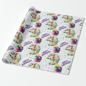 Schattigee Giraffe Kleurrijke Confetti Kids Verjaa Cadeaupapier (Uitgerold)