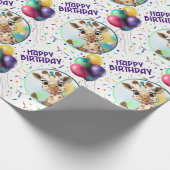 Schattigee Giraffe Kleurrijke Confetti Kids Verjaa Cadeaupapier (Hoek)