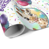 Schattigee Giraffe Kleurrijke Confetti Kids Verjaa Cadeaupapier (Rol Hoek)