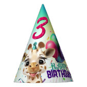 Schattigee Giraffe Kleurrijke Confetti Kids Verjaa Feesthoedjes (Voorkant)