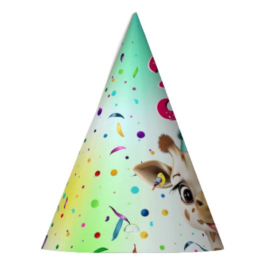 Schattigee Giraffe Kleurrijke Confetti Kids Verjaa Feesthoedjes (Links)
