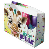 Schattigee Giraffe Kleurrijke Confetti Kids Verjaa Groot Cadeauzakje (Achterkant Gekanteld)