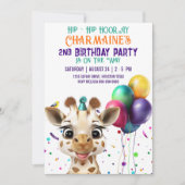Schattigee Giraffe Kleurrijke Confetti Kids Verjaa Kaart (Voorkant)