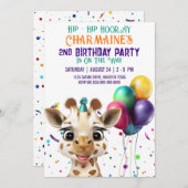 Schattigee Giraffe Kleurrijke Confetti Kids Verjaa Kaart (Voorkant / Achterkant)