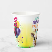 Schattigee Giraffe Kleurrijke Confetti Kids Verjaa Papieren Bekers (Links)