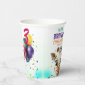 Schattigee Giraffe Kleurrijke Confetti Kids Verjaa Papieren Bekers (Rechts)