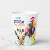 Schattigee Giraffe Kleurrijke Confetti Kids Verjaa Papieren Bekers (Voorkant)