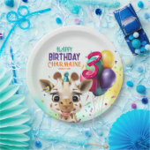 Schattigee Giraffe Kleurrijke Confetti Kids Verjaa Papieren Bordje (Feest)