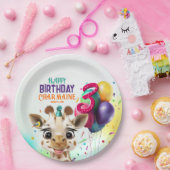Schattigee Giraffe Kleurrijke Confetti Kids Verjaa Papieren Bordje (Feest)