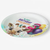 Schattigee Giraffe Kleurrijke Confetti Kids Verjaa Papieren Bordje (Gekanteld)