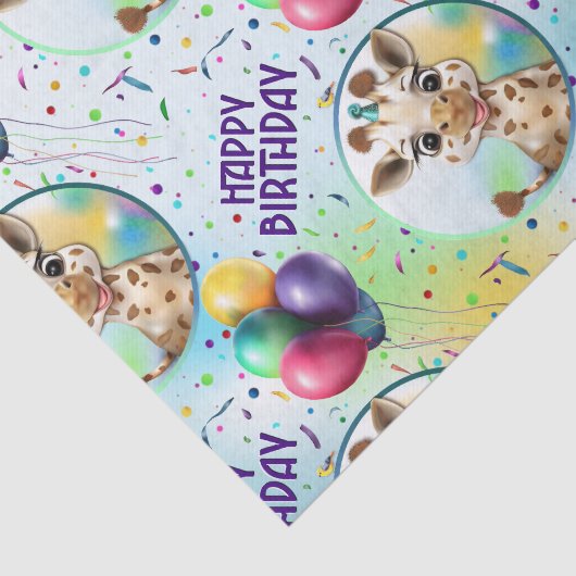 Schattigee Giraffe Kleurrijke Confetti Kids Verjaa Tissuepapier (Detail)