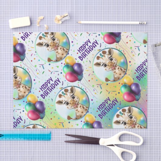 Schattigee Giraffe Kleurrijke Confetti Kids Verjaa Tissuepapier (Craft)