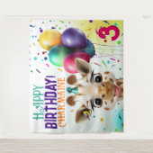 Schattigee Giraffe Kleurrijke Confetti Kids Verjaa Wandkleed (Voorkant)