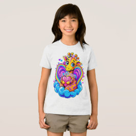 Schattigee Giraffe Knuffelen Een Hartkussen Op Een Tri-Blend Shirt