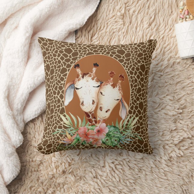Schattigee Giraffe Koppel Print Kussen (Deken)