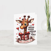 Schattigee Giraffe l Hoofd over hakken Valentijn Feestdagen Kaart (Voorkant)