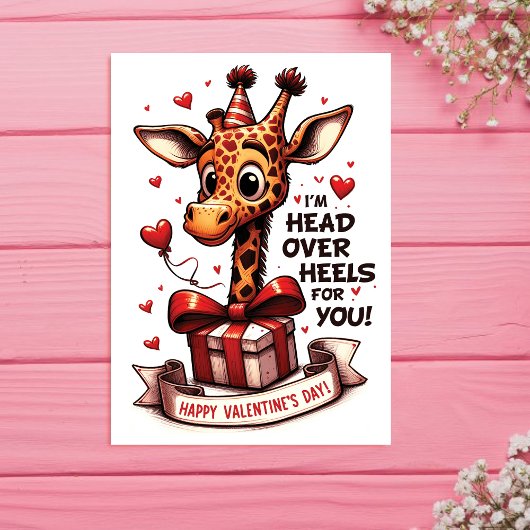 Schattigee Giraffe l Hoofd over hakken Valentijn Feestdagen Kaart