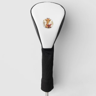 Schattigee Giraffe lezen boek met bladeren illustr Golfheadcover
