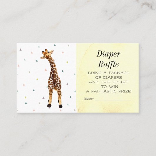 Schattigee Giraffe Luier Raffle Baby shower Ticket (Voorkant)