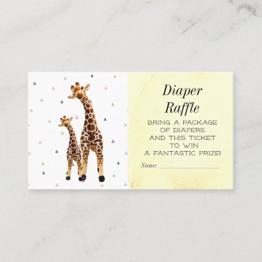 Schattigee Giraffe Luier Raffle Baby shower Ticket (Voorkant)