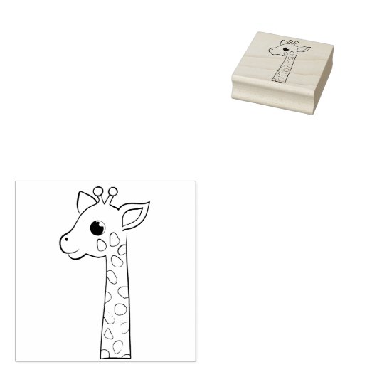 Schattigee Giraffe - Maple Wood Art Stamp Rubberstempel (Gestempeld)